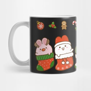 Bunnies Christmas Stockings Green 2 Mug